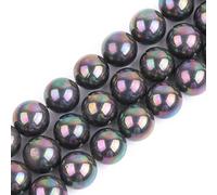 Sweet & Happy Girl's Store 10mm Round Gemstone Green Dark Pearl Shell Beads Strand 15 Inch Jewellery Making Beads