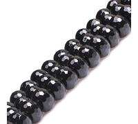 Sweet & Happy Girl's Store 10X14mm Rondell Faceted Black Agate Beads Strand 15 Inch Jewellery Making Beads