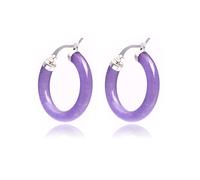 Sweet & Happy Girl's Store 30mm Purple Jade Ring Beads Marcasite Tibetan Silve Earclip Stud Hoop Earrings Jewelry