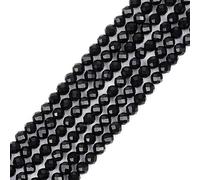 Sweet & Happy Girl's Store 4mm Round Faceted Gemstone Black Agate Beads Strand 15 Inch Jewellery Making Beads