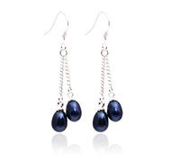 Sweet & Happy Girl's Store 5-6mm X 7-8mm Drop Blue Pearl Dangle Earrings Sterling Silver Hook