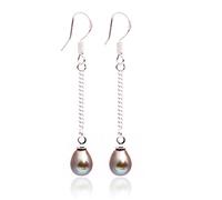 Sweet & Happy Girl's Store 6-7mm X 8-9mm Drop Pearl Dangle Earrings Sterling Silver Hook