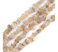 Sweet & Happy Girl's Store 7-8mm Gemstone Gold Rutilated Quartz Gravel Beads Strands 34 Inch Jewellery Making Beads