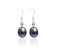 Sweet & Happy Girl's Store 7-8mm X 9-10mm Drop Black Freshwater Pearl Earrings Dangle Sterling Silver Hook
