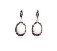 Sweet & Happy Girl'S Store Oval Beads Tibetan Marcasite Tibetan Silve Marcasite Base Marcasite Base Dangle Earrings Jewelry