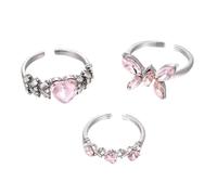 Sweet Heart Rings Adjustable Fashion Jewelry Opening Alloy Texture Fashion Suitable For Wedding And Parties Elegant Ladies