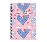 Sweet Hearts and Flowers 2026 Notebook A5 To Do List Notebook Diaries Womens Diary 2026 Diary for Work Week To View Monthly Year Planner with Dotted Line Note Page Slim