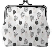 Sweet Hedgehog Women's Leather Coin Purse, Small Change Pouch with Kiss-Lock Clasp Closure Buckle Wallet for Girl Gift