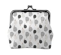 Sweet Hedgehog Women's Leather Coin Purse, Small Change Pouch with Kiss-Lock Clasp Closure Buckle Wallet for Girl Gift