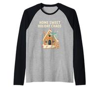 Sweet Holiday Chaos Christmas Gingerbread House Funny Xmas Raglan Baseball Tee
