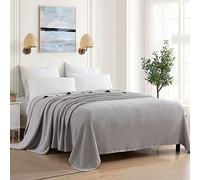 Sweet Home Collection 100% Fine Cotton Blanket Luxurious Weave Stylish Design Soft and Comfortable All Season Warmth, King, Silver