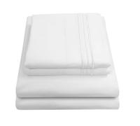 Sweet Home Collection 1800 Thread Count Sheet Set - Soft Egyptian Quality Brushed Microfiber Sheets - Luxury Bedding Set with Flat Sheet, Fitted Sheet, 2 Pillow Cases, White, Queen