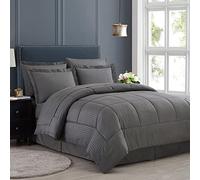 Sweet Home Collection 2 Pillowcases & 2 Shams & Bed Skirt All Season Warmth, Fine Double Brushed Microfiber/100% Fiber Fill, Dobby Gray, King