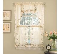 Sweet Home Collection 5 Pc Kitchen Curtain Valance Swag Choice of 24" Pair, 36" Tier Set, Rosemary Linen, 36" Tier Valance Set