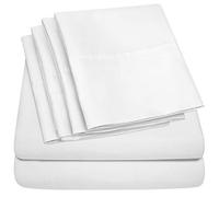 Sweet Home Collection 6 Piece 1500 Supreme Collection Brushed Microfiber Deep Pocket Bed Sheet Set-2 Extra Pillow Cases, Great Value, Rv Short Queen, White