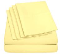 Sweet Home Collection 6 Piece Bed Sheets 1500 Thread Count Fine Microfiber Deep Pocket Set-Extra Pillow Cases, Value, Twin XL, Pale Yellow, 4