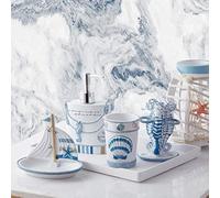 Sweet Home Collection Contemporary Decorative Beautiful Designs Bath Shower Tub Décor, Resin, Beach Life, 4 Piece Set