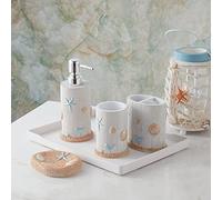 Sweet Home Collection Bathroom Accessories Unique Collections Modern Classic Contemporary Decorative Beautiful Designs Bath Shower Tub Décor, 4 Piece Set, Ocean Star