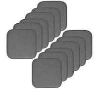 Sweet Home Collection Chair Cushion Memory Foam Pads Honeycomb Pattern Slip Non Skid Rubber Back Rounded Square 16" x 16" Seat Cover, Charlotte Gray - 12 Pack