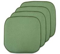 Sweet Home Collection Chair Cushion Memory Foam Pads Honeycomb Pattern Slip Non Skid Rubber Back Rounded Square 16" x 16" Seat Cover, Green - 4 Pack