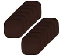 Sweet Home Collection Chair Cushion Memory Foam Pads Honeycomb Pattern Slip Non Skid Rubber Back Rounded Square 16" x 16" Seat Cover, Brown - 12 Pack