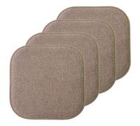 Sweet Home Collection Chair Cushion Memory Foam Pads Honeycomb Pattern Slip Non Skid Rubber Back Rounded Square 16" x 16" Seat Cover, Alexis Chocolate - 4 Pack