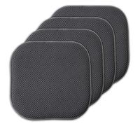 Sweet Home Collection Chair Cushion Memory Foam Pads Honeycomb Pattern Slip Non Skid Rubber Back Rounded Square 16" x 16" Seat Cover, Charcoal Gray - 4 Pack