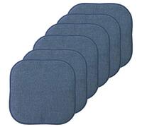 Sweet Home Collection Chair Cushion Memory Foam Pads Honeycomb Pattern Slip Non Skid Rubber Back Rounded Square 16" x 16" Seat Cover, Alexis Denim - 6 Pack