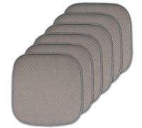 Sweet Home Collection Chair Cushion Memory Foam Pads Honeycomb Pattern Slip Non Skid Rubber Back Rounded Square 16" x 16" Seat Cover, Silver - 6 Pack