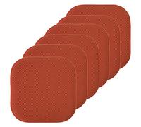 Sweet Home Collection Chair Cushion Memory Foam Pads Honeycomb Pattern Slip Non Skid Rubber Back Rounded Square 16" x 16" Seat Cover, Rust - 6 Pack