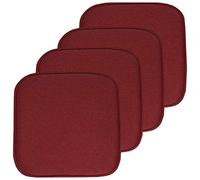 Sweet Home Collection Chair Cushion Memory Foam Pads Honeycomb Pattern Slip Non Skid Rubber Back Rounded Square 16" x 16" Seat Cover, Charlotte Wine - 4 Pack