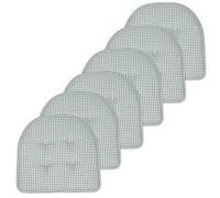 Sweet Home Collection Chair Cushion Memory Foam Pads Tufted Slip Non Skid Rubber Back U-Shaped 17" x 16" Seat Cover, 6 Pack, Houndsooth Pistachio