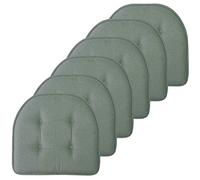 Sweet Home Collection Chair Cushion Memory Foam Pads Tufted Slip Non Skid Rubber Back U-Shaped 17" x 16" Seat Cover, 6 Count (Pack of 1), Scuba Green