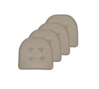 Sweet Home Collection Chair Cushion Memory Foam Pads Tufted Slip Non Skid Rubber Back U-Shaped 17" x 16" Seat Cover, Khaki - Pack of 4