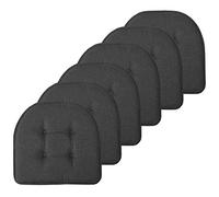 Sweet Home Collection Chair Cushion Memory Foam Pads Tufted Slip Non Skid Rubber Back U-Shaped 17" x 16" Seat Cover, 6 Pack, Charcoal Gray
