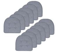 Sweet Home Collection Chair Cushion Memory Foam Pads Tufted Slip Non Skid Rubber Back U-Shaped 17" x 16" Seat Cover, 12 Count (Pack of 1), Houndsooth Navy