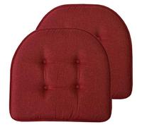 Sweet Home Collection Chair Cushion Memory Foam Pads Tufted Slip Non Skid Rubber Back U-Shaped 17" x 16" Seat Cover, 2 Count (Pack of 1), Wine Burgundy