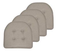 Sweet Home Collection Chair Cushion Memory Foam Pads Tufted Slip Non Skid Rubber Back U-Shaped 17" x 16" Seat Cover, 4 Pack, Khaki, (Pack of 3)