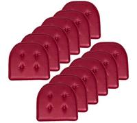Sweet Home Collection Chair Cushion Memory Foam Pads Tufted Slip Non Skid Rubber Back U-Shaped 17" x 16" Seat Cover, 12 Pack, Faux Leather Burgundy Red