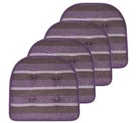 Sweet Home Collection Chair Cushion Memory Foam Pads Tufted Slip Non Skid Rubber Back U-Shaped 17" x 16" Seat Cover, 4 Count (Pack of 1), Bradford Purple