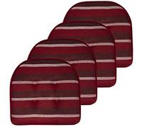 Sweet Home Collection Chair Cushion Memory Foam Pads Tufted Slip Non Skid Rubber Back U-Shaped 17" x 16" Seat Cover, 4 Count (Pack of 1), Bradford Burgundy