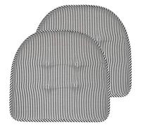 Sweet Home Collection Chair Cushion Memory Foam Pads Tufted Slip Non Skid Rubber Back U-Shaped 17" x 16" Seat Cover, 2 Count (Pack of 1), Pinstripe Charcoal