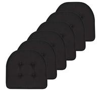Sweet Home Collection Chair Cushion Memory Foam Pads Tufted Slip Non Skid Rubber Back U-Shaped 17" x 16" Seat Cover, 6 Count (Pack of 1), Black