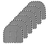 Sweet Home Collection Chair Cushion Memory Foam Pads Tufted Slip Non Skid Rubber Back U-Shaped 17" x 16" Seat Cover, 6 Pack, Checkered Black/White, Pack of 6