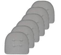 Sweet Home Collection Chair Cushion Memory Foam Pads Tufted Slip Non Skid Rubber Back U-Shaped 17" x 16" Seat Cover, 6 Count (Pack of 1), Pinstripe Charcoal