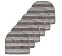 Sweet Home Collection Chair Cushion Memory Foam Pads Tufted Slip Non Skid Rubber Back U-Shaped 17" x 16" Seat Cover, 6 Count (Pack of 1), Bradford Silver/Brown