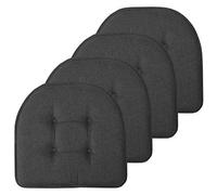 Sweet Home Collection Chair Cushion Memory Foam Pads Tufted Slip Non Skid Rubber Back U-Shaped 17" x 16" Seat Cover, 4 Count (Pack of 1), Charcoal Gray