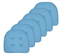 Sweet Home Collection Chair Cushion Memory Foam Pads Tufted Slip Non Skid Rubber Back U-Shaped 17" x 16" Seat Cover, 6 Count (Pack of 1), Turquoise