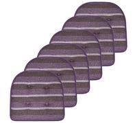 Sweet Home Collection Chair Cushion Memory Foam Pads Tufted Slip Non Skid Rubber Back U-Shaped 17" x 16" Seat Cover, 6 Count (Pack of 1), Bradford Purple