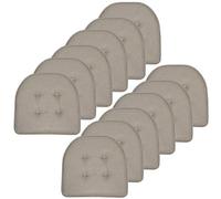 Sweet Home Collection Chair Cushion Memory Foam Pads Tufted Slip Non Skid Rubber Back U-Shaped 17" x 16" Seat Cover, 12 Count (Pack of 1), Khaki 18